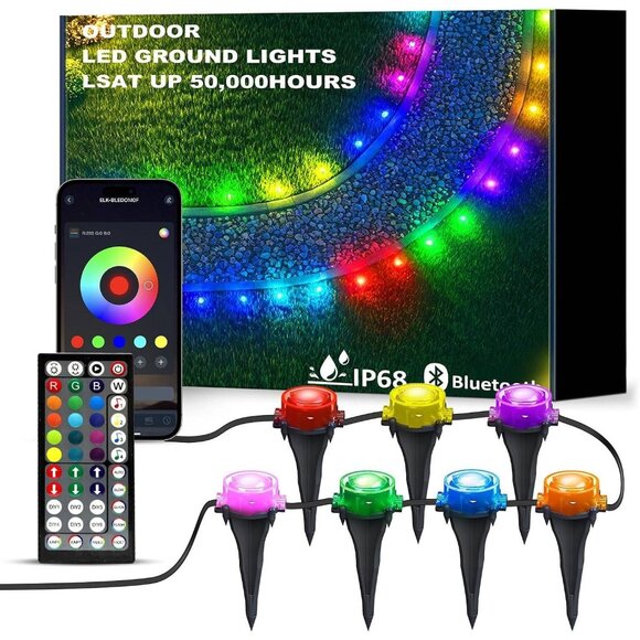 100FT Smart‎ Outdoor Ground Lights – RGB Color-Changing, App & Remote Control - Picture 1 of 6